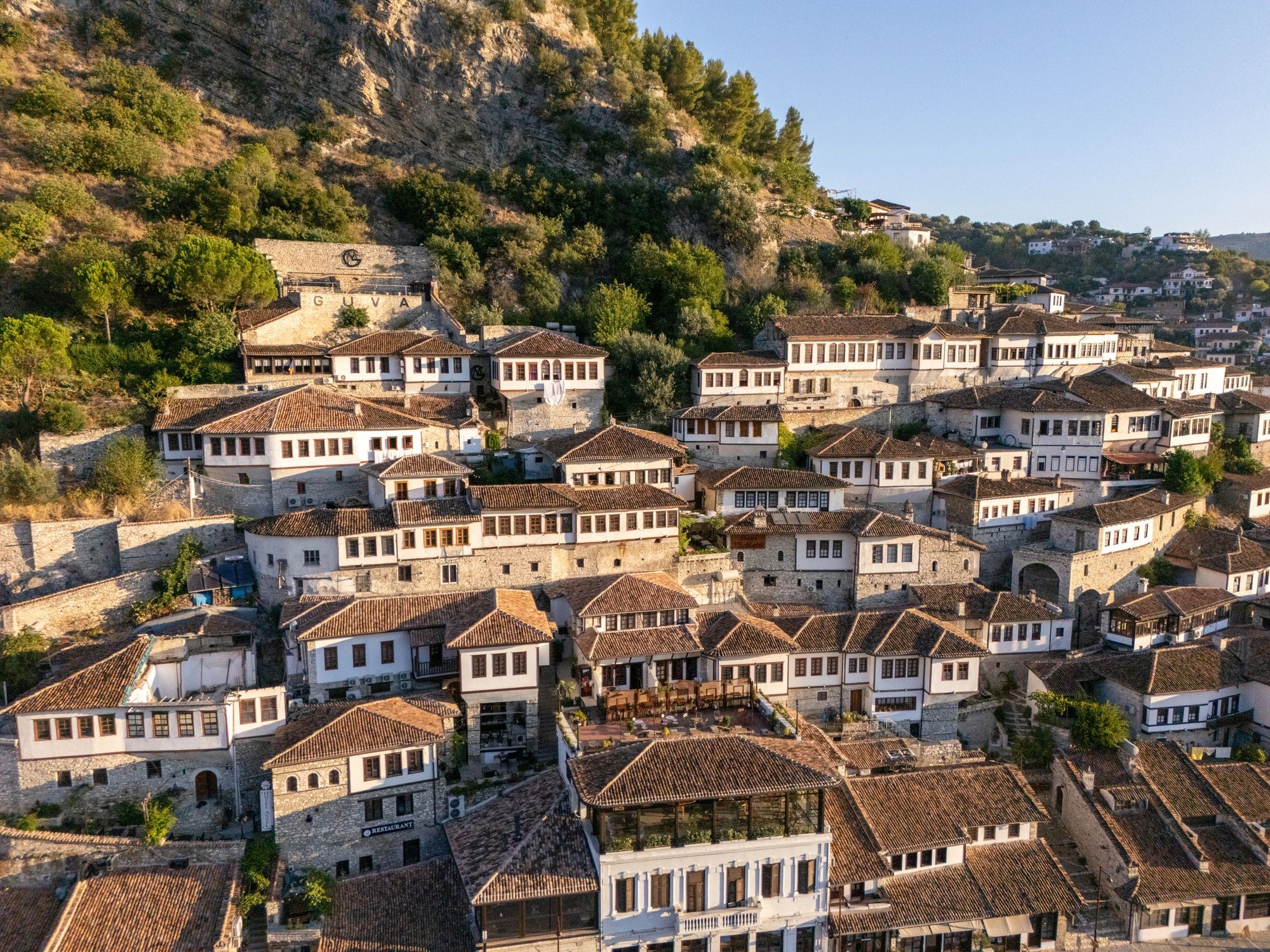 Historic stone houses in an Albanian hillside village